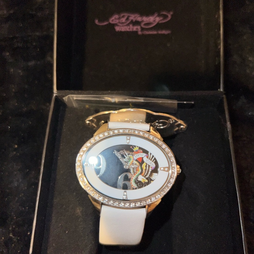 Ed Hardy Ladies "Showgirl" New York White Band Watch